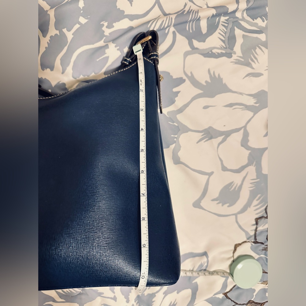 Dooney & Bourke Navy Leather Shoulder Bag with Gold Accents - Picture 10 of 11